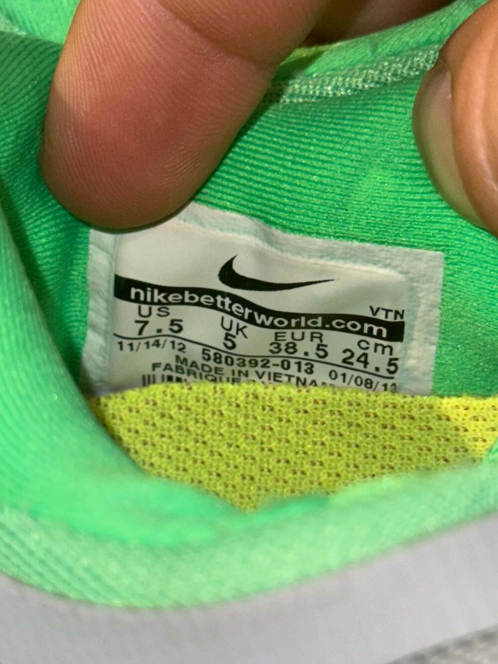 Nike Free 3.0 V5 Grey Neon Green Running Shoes Women's Size 7.5 - Picture 8 of 8
